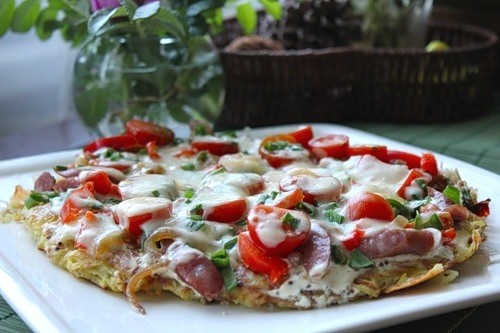 Фото Рецепт пиццы на сковороде без теста №1