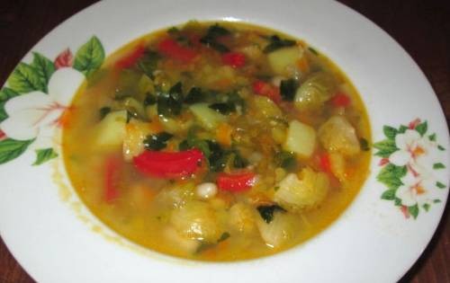 Фото Овощной суп с фасолью и брюссельской капустой №1