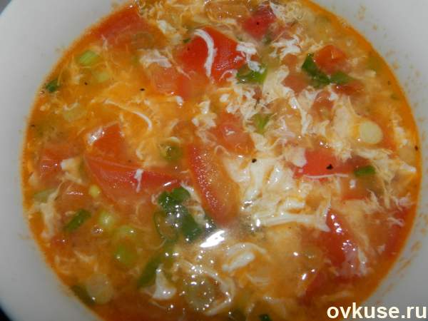Фото Яичный суп с помидорами №1