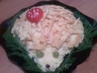 Салат новогодний с курицей и сыром «Ёжик»