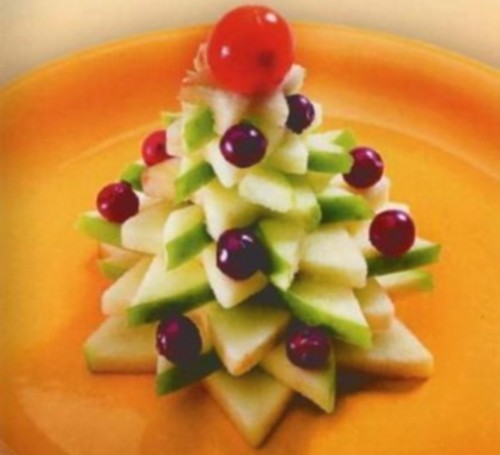 Фото Десерт из яблока и клюквы «Новогодняя ель» №1